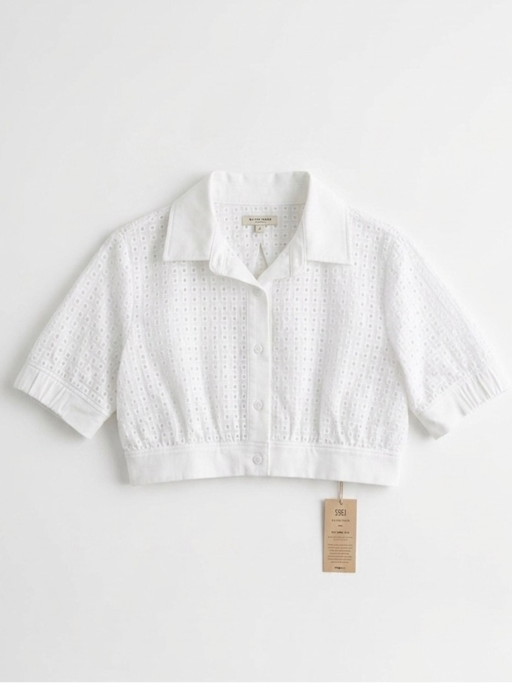 Albion NWT White Eyelet Buttoned Crop - Picture 1 of 15